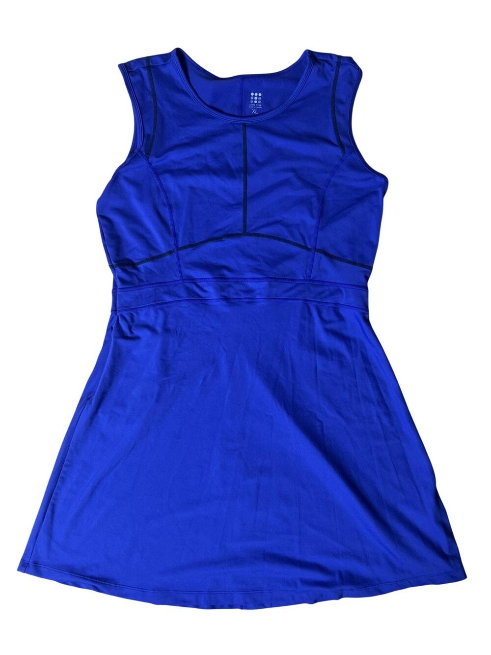 Title Nine Dress Womens XL Blue Tank Dress Fit & Flare Short Stretch Logo